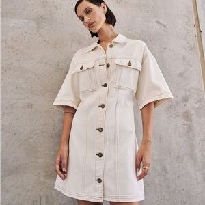 DISSH ALFRED CREAM DENIM MINI DRESS
